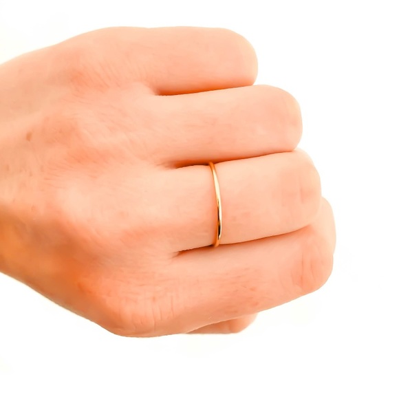 1.2mm- 14k Yellow Gold filled Smooth finish ring band, dainty everyday ring band - Picture 2 of 5